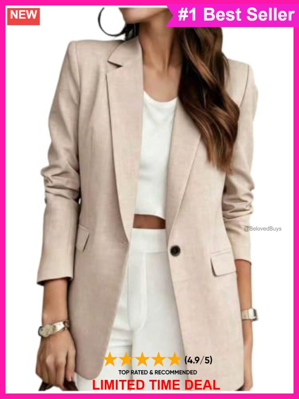 Womens Business Casual Long Sleeve Blazer Buttons Office
